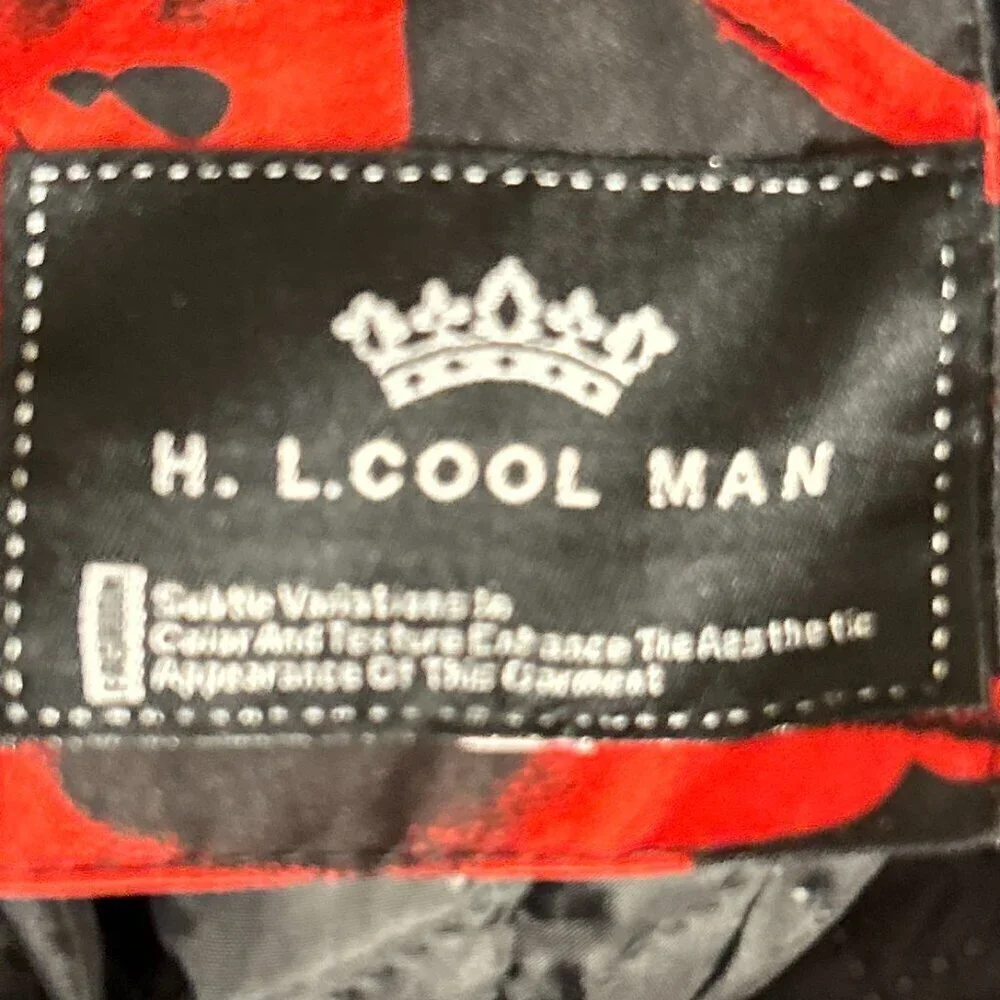 H.L.Cool Man Bomber jacket Black Abstract print Utility Waterproof Retro Y2K